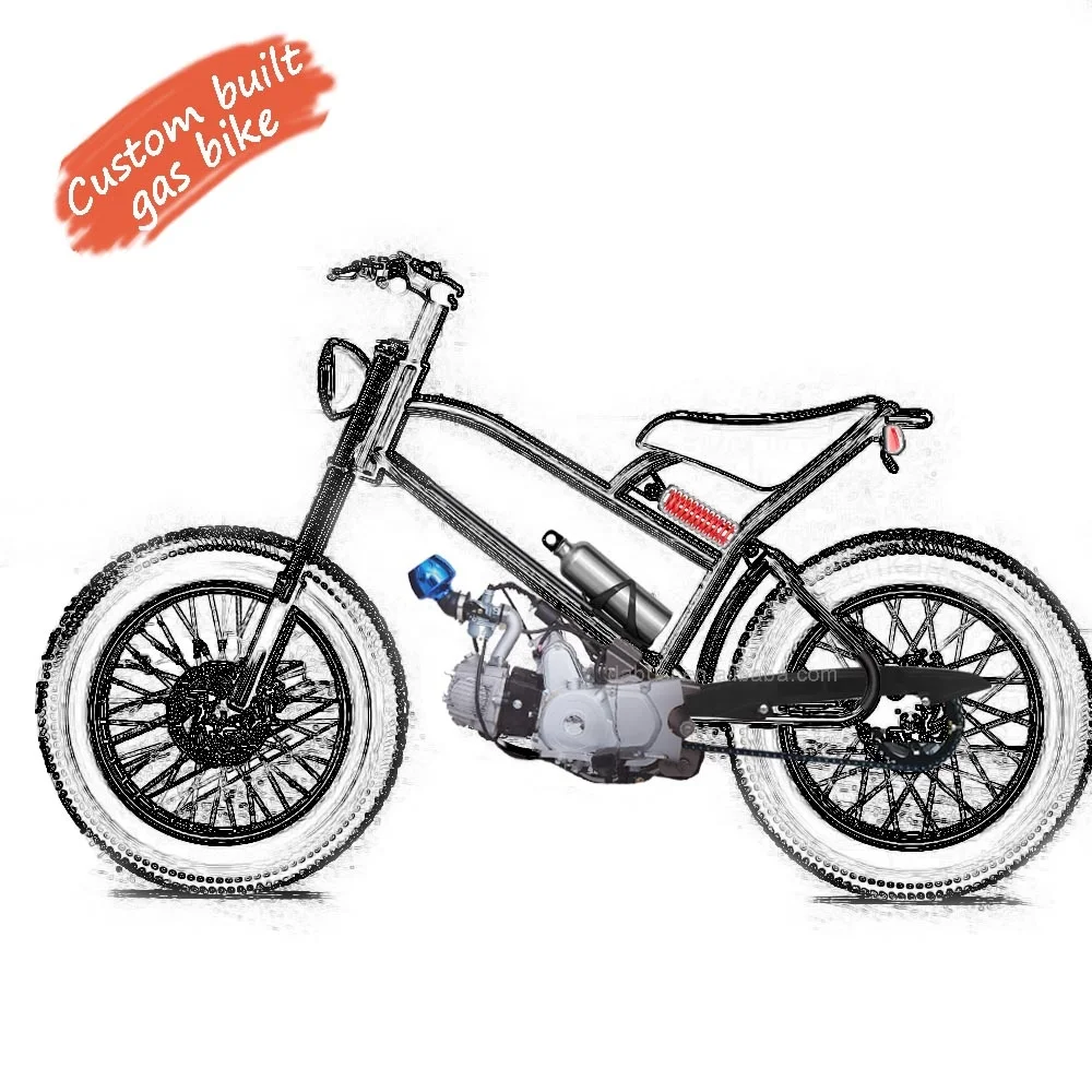 Gas motorized beach cruiser retro vintage bike off road motor cross bike with 50cc 80cc 110cc 26 inch wheel for adults