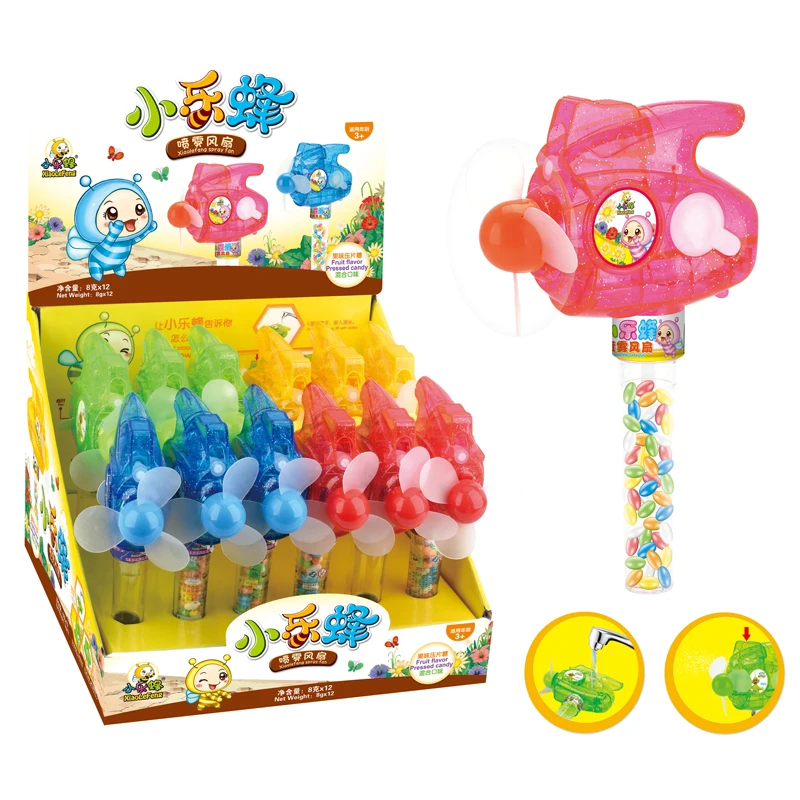 Battery Operated Water Spray Fan Confectionery Products Toys Candy Toy Fan With Sweets Candy