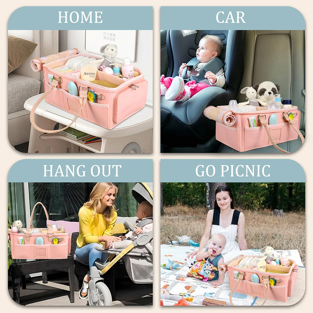 Portable Large Storage Caddy Organizer Baby Felt Travel Diaper Bag Mommy Hand Bag Nursery Basket for mommy