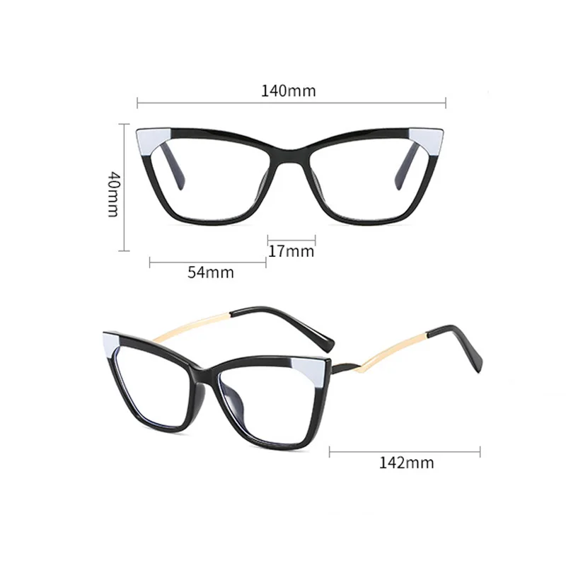 Cat Eye Computer Glasses Anti Blue Light Glasses Frames Spring Hinge Women Fashion Eyeglasses Frames