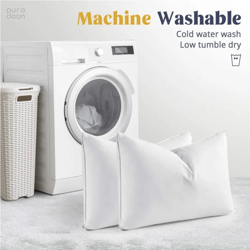 Goose Feathers and Down White Pillows with 100% Cotton Cover bed sleeping Standard Size duvet throw pillow cushion Set of 2