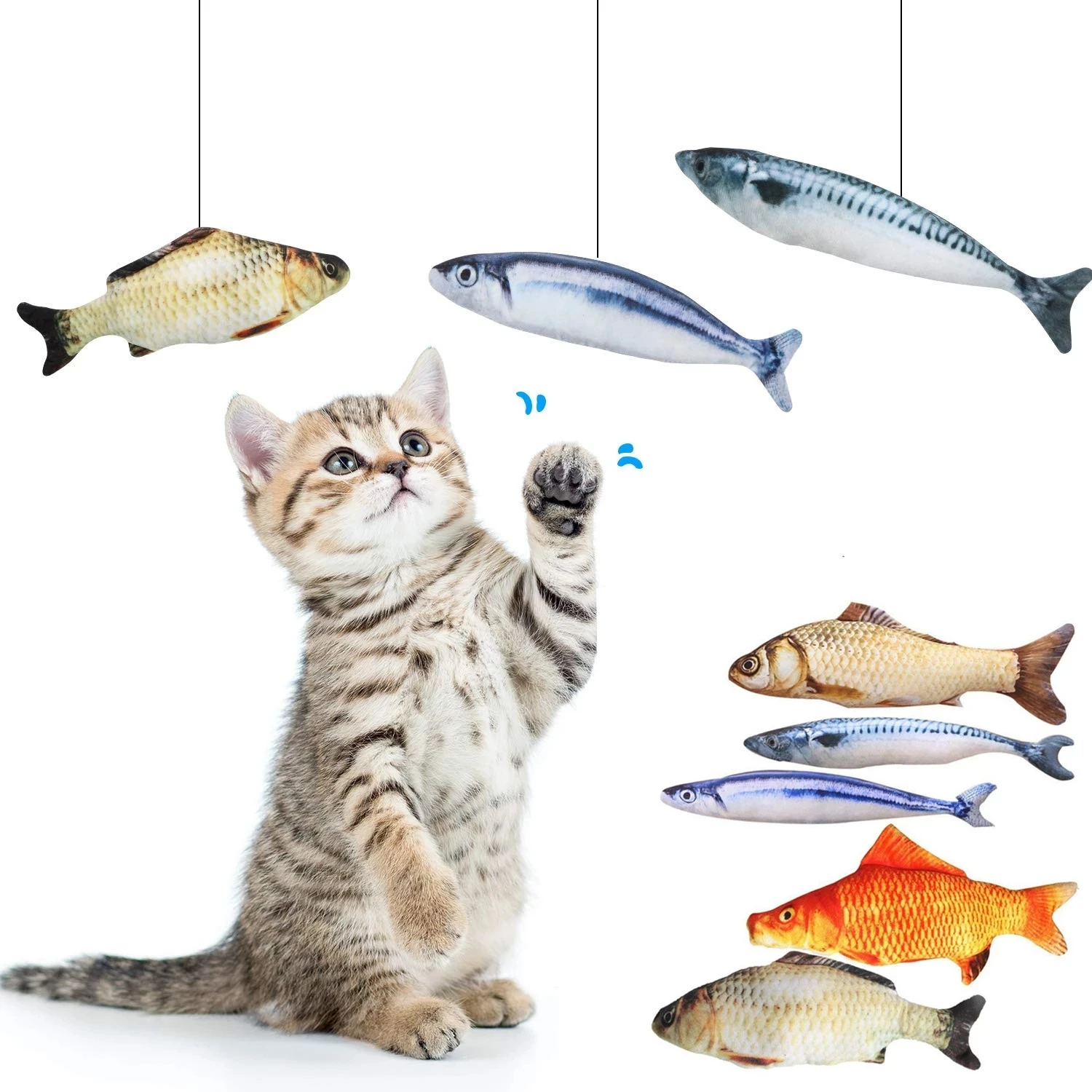 18CM Cat Toy Fish Plush Cat Scratcher Toy  Stuffed Pillow Simulation Interactive Fish Playing Toy For Cat Kitten