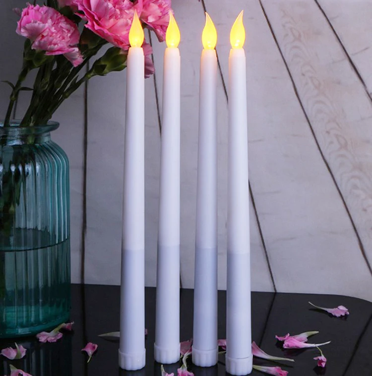 Plastic Electric LED Taper Candless Light for Wedding Crystal Candelabra Glass Candle Holder