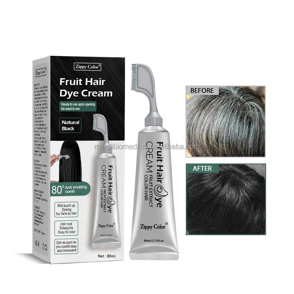 Wholesale Hair Dye Manufacturers Magic Touch up Black Hair Dye Cream Natural Fruit Dye with Black Hair Function Comb Included