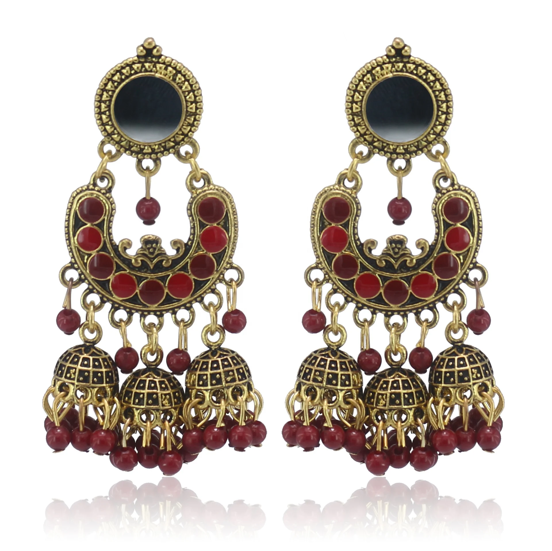 New Fashion Factory Bell Pearl Jhumka Earrings Jewelry Indian Traditional Designs India Kundan Gold Jhumka Earrings Set