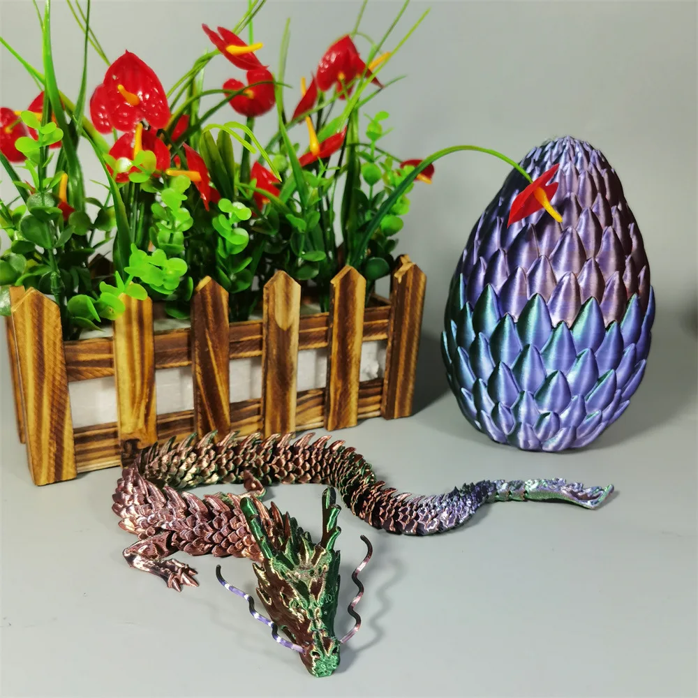 42cm Long Multi-color Articulated Dragon 3D Printed Crystal Egg Fidget Toy for Kid Creative Ornaments