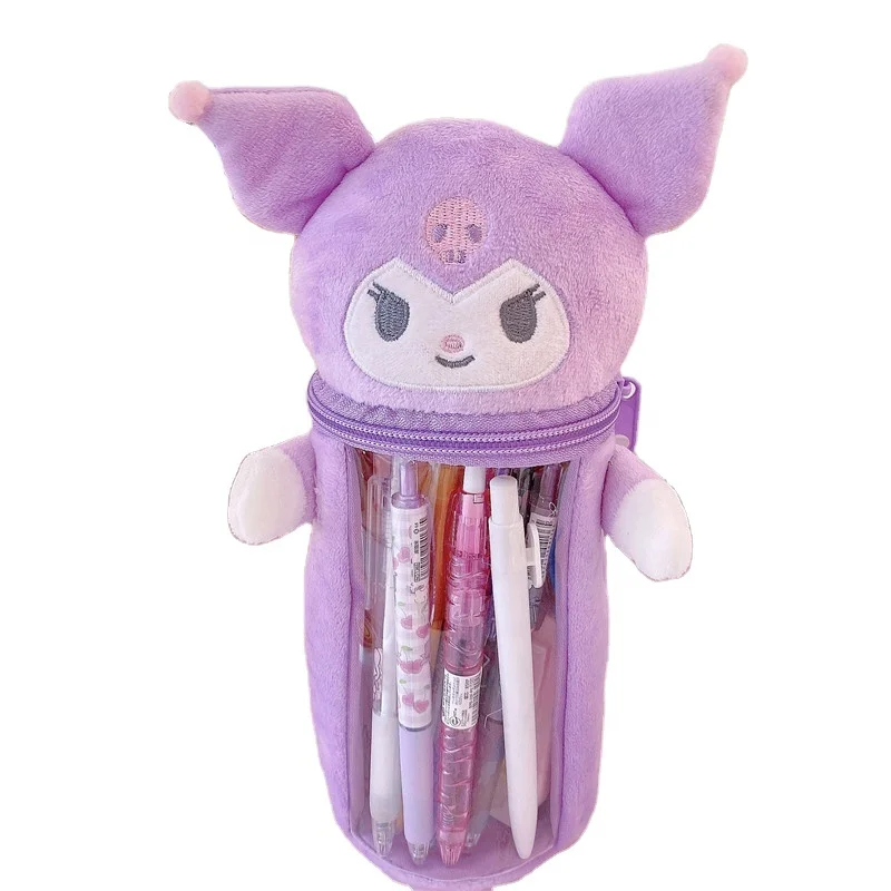Anime Kawaii Anime Plush Pencil Case Cartoon Kuromi My Melody Plush Doll Cute Beauty Pen Holder Box Toys for Girls Gift