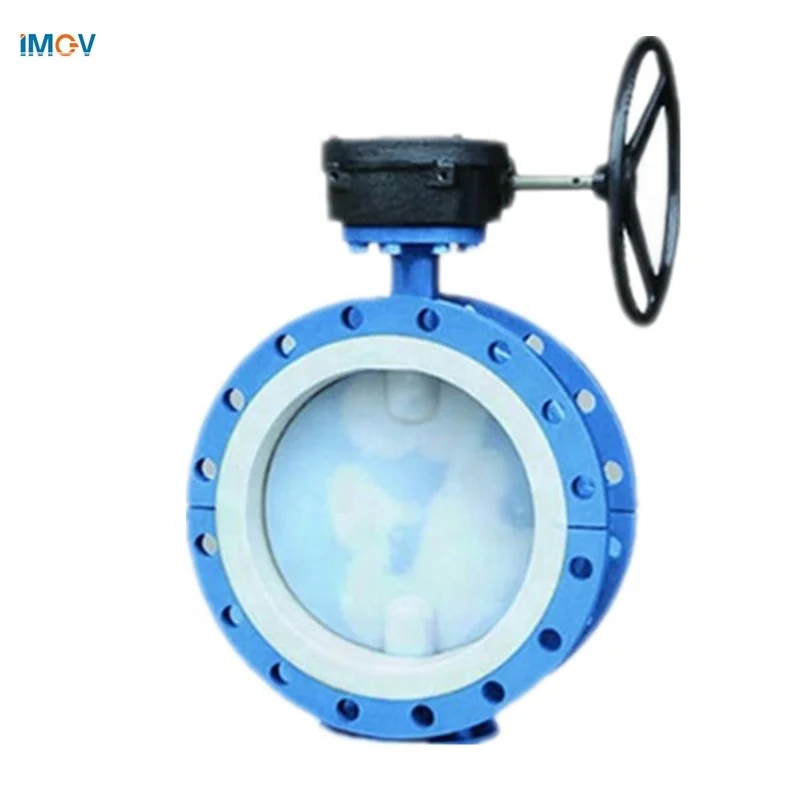 PTFE Lined Double Flange  Butterfly Valve Water Concentric Pneumatic Control Valve