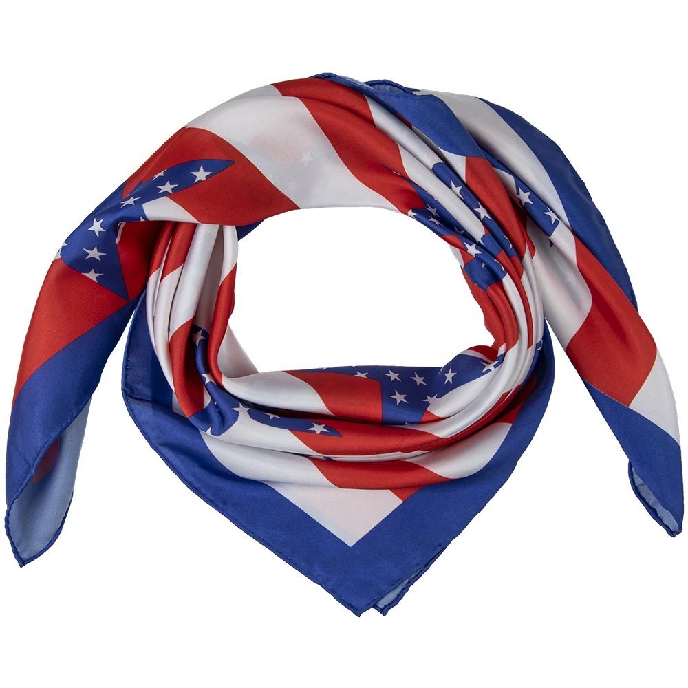 Liberty Patriotic Red White Blue America Silky Scarf   4th Of July Scarf  USA American Country Flag style Stripe&Stars  Scarf