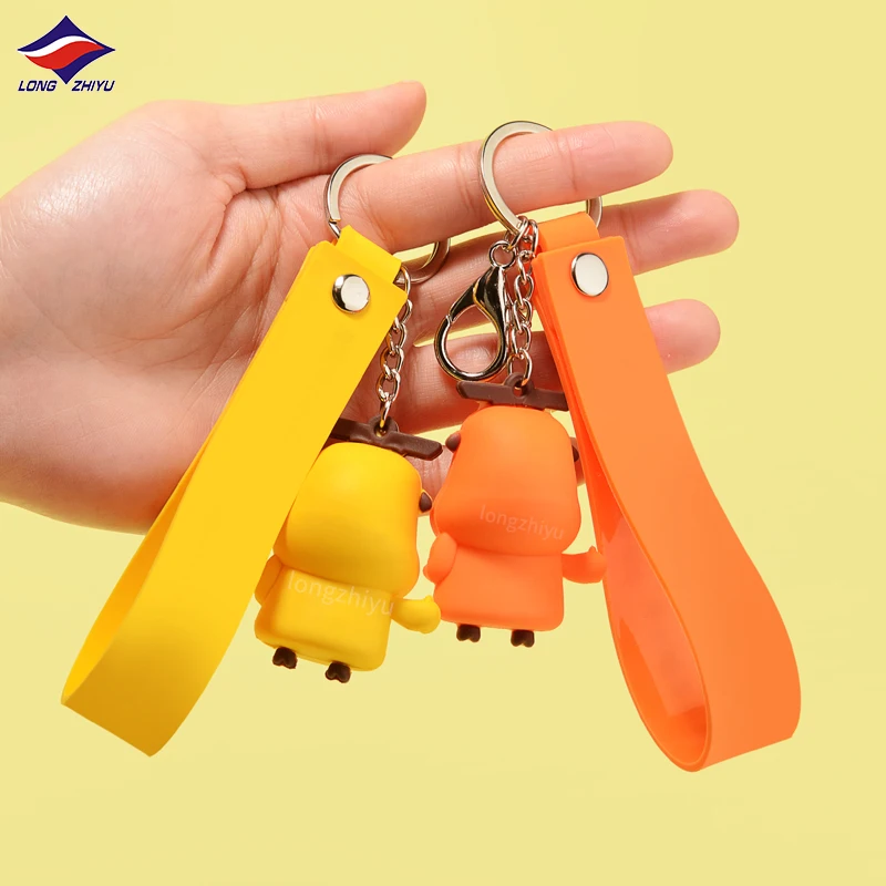 Longzhiyu Anime Cartoon Doll Keychain Gifts for Children Custom Logo 3D PVC Keychains Soft Silicone Key Chain Manufacturer