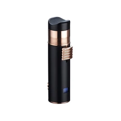 Cigar holder Windproof Refillable Butane Triple Jet Flame Torch Fire OEM Cigar Lighter and Punch