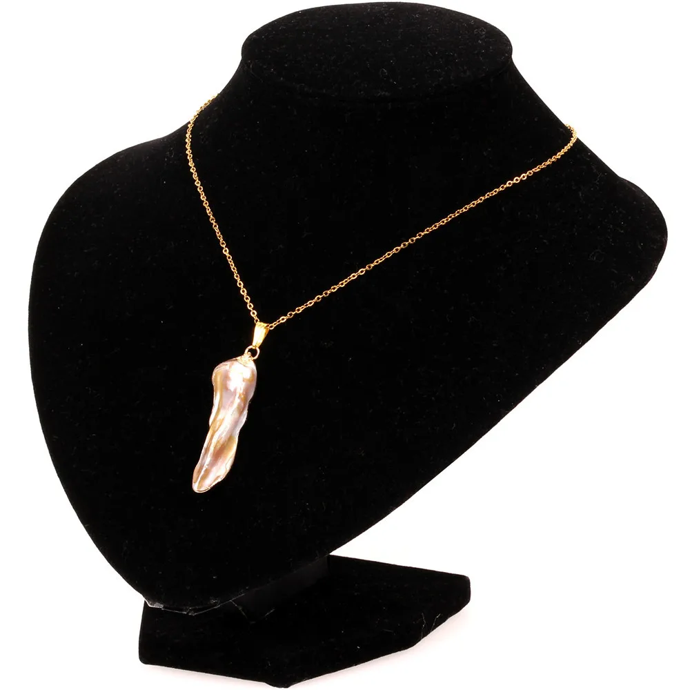 
Baroque Natural Pearl Pendant Necklace Stainless Steel Chain Fresh Water Pearl Necklace Jewelry For Women Bridesmaid Gift 