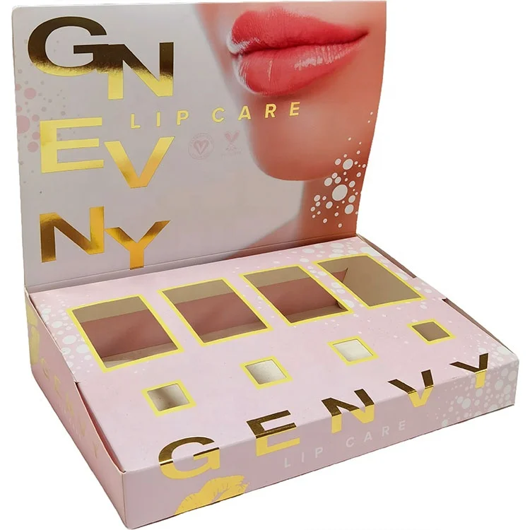 Retail Shelf Cardboard Counter Top Display Stand Show Supermarket Shop Folding Carton Paper lipstick care Display Box
