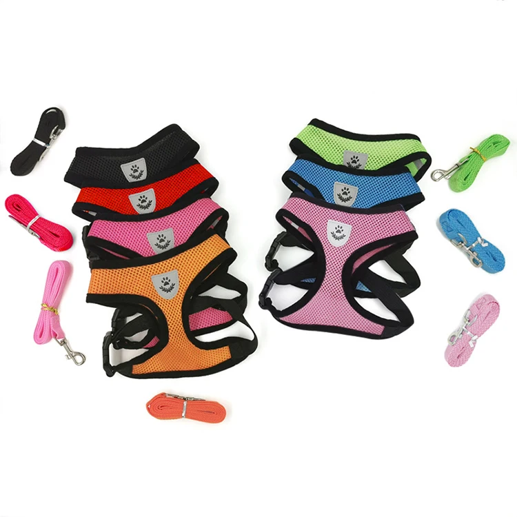 Amaz Best Seller Breathable Adjustable Mesh Pet Dog Harness Set with Leash