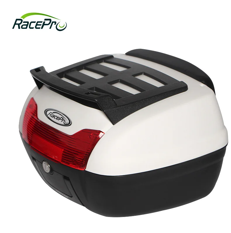 Racepro 42L Universal Motorcycle Tour Tail Box Scooter Trunk Luggage Top Lock Storage Carrier Case with Soft Backrest