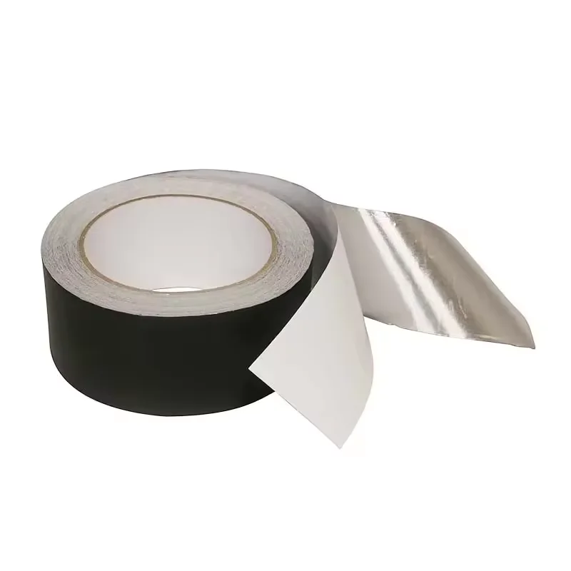 HVAC 25Yards Alu Solvent Glue Shielding Electromagnetic Heat Resist Self Adhesive Black Aluminum Foil Tape