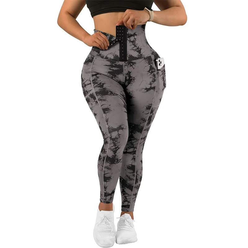 Sexy Women Yoga Tie Dye Fitness Leggings Running Workout Pants Gym Pants Leggings with Adjustable Hook