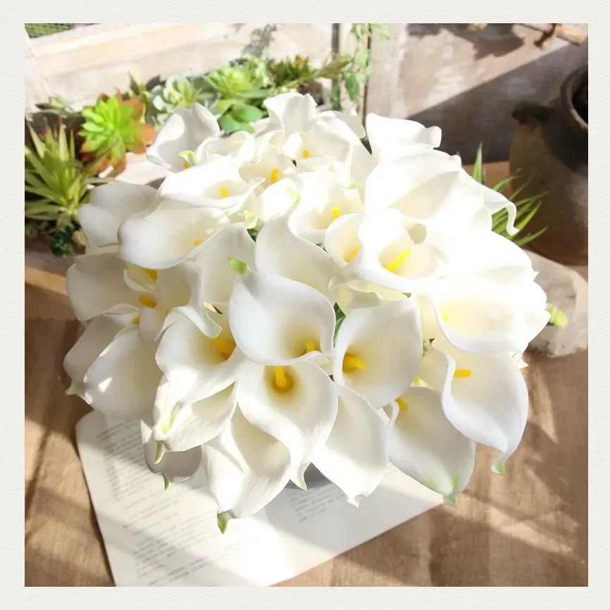 Высокое качество оптовая продажа настоящие на ощупь белые свадебные украшения для дома искусственные цветы Калла лилия
