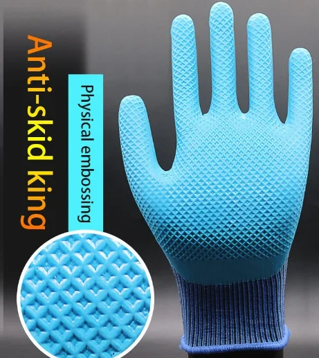 Industrial Safety Gloves Anti-Slip and Wear Resistance Latex Gloves with Oil Resistance Universal Anti-Skid Safety Gloves