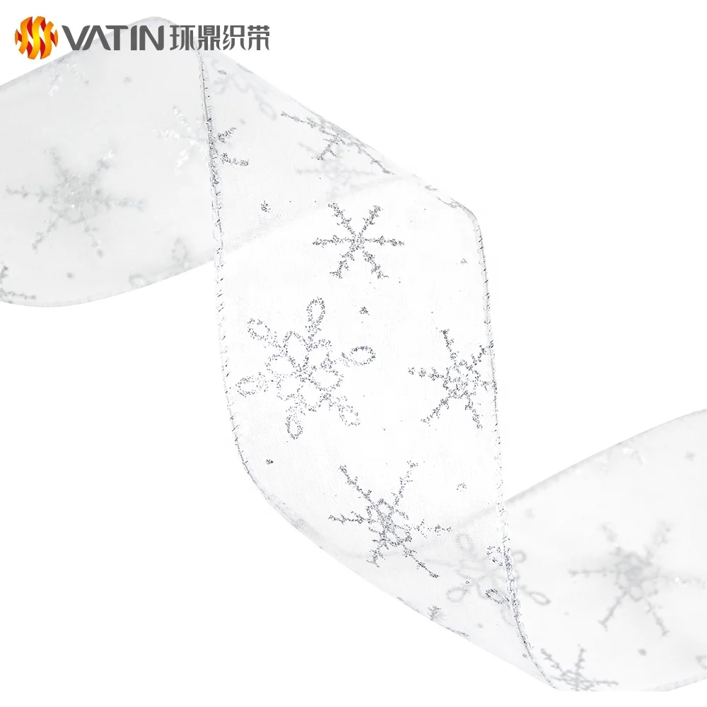 
Full Color Christmas Holiday Ribbon Swirl Wired Sheer Glitter Ribbon Spool Ribbon 