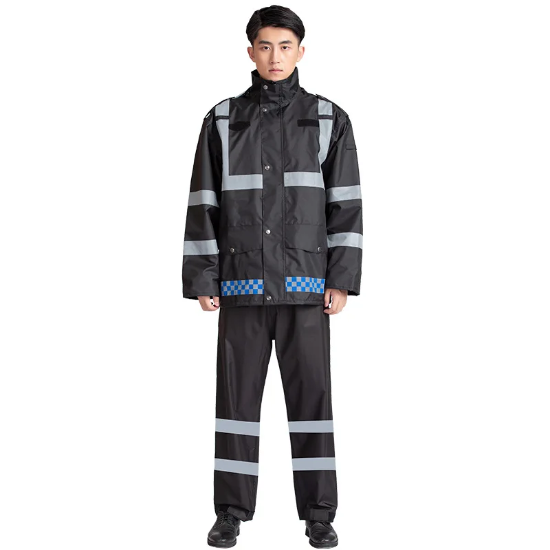 High Visibility Traffic Patrol Protective Raincoat Reflective Waterproof Workwear Uniform Work Clothes