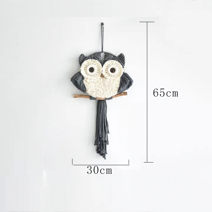 Boho Handmade Woven Macrame Owl Wall Hanging Tapestry Art Decor Office Bedroom Nursery Craft Decorations