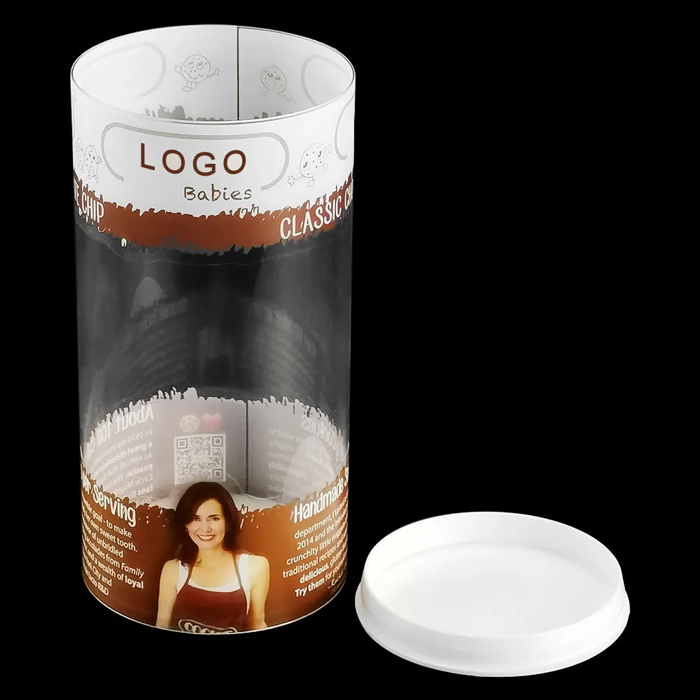 pet frosted food cylinder packaging box transparent plastic box candy chocolate PVC cylinder jar