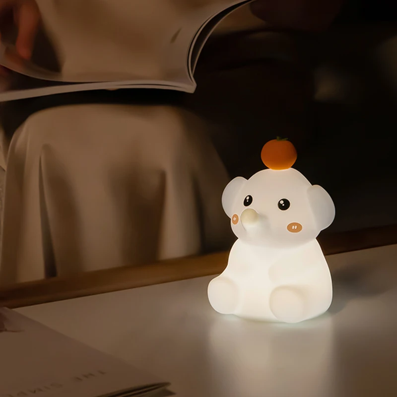 Новый мультяшный слон силиконовый ночник для детей USB перезаряжаемый светильник спальни прикроватная настольная лампа