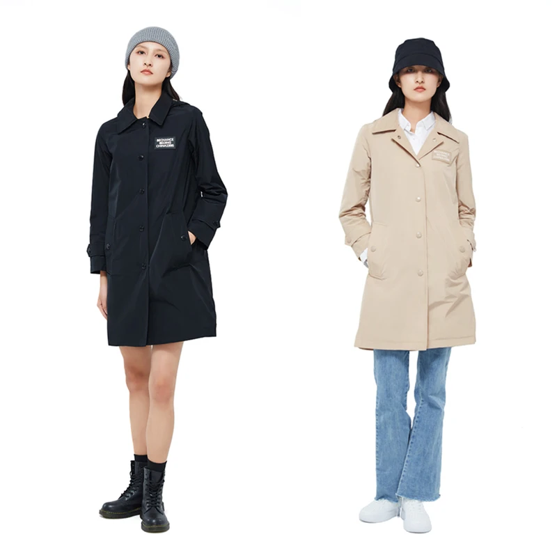 Factory direct Windbreaker Mid Length Fit Ladies Coat Double Breasted Women Long Trench Coat