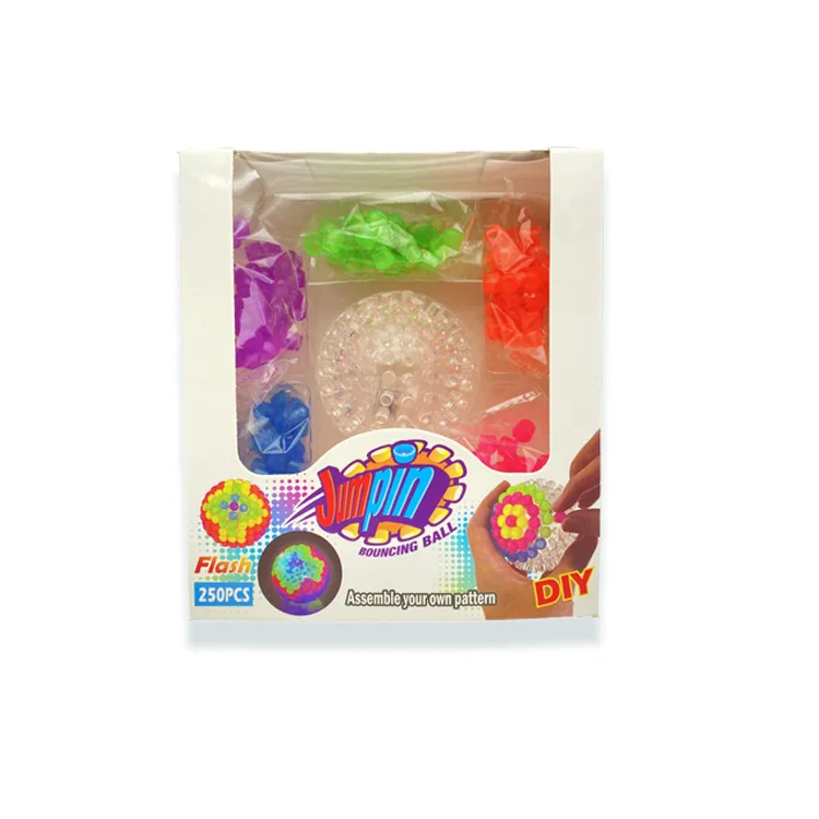New creative TPR DIY flashing bouncy ball novelty assembled toy set for kids gifts