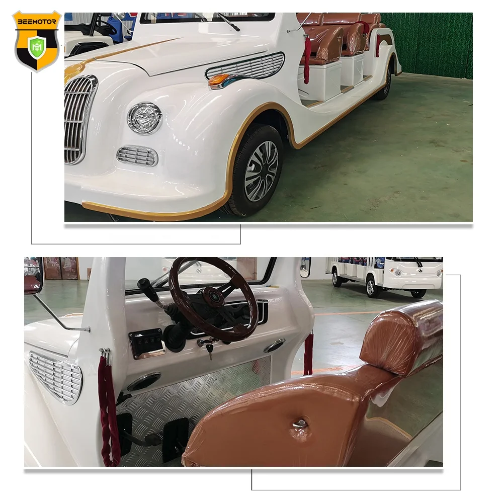 Oldtimer Car 14 Seat 72V Retro Sedan Car Vintage Electric Cheapest Golf Cart Classic Electric Car