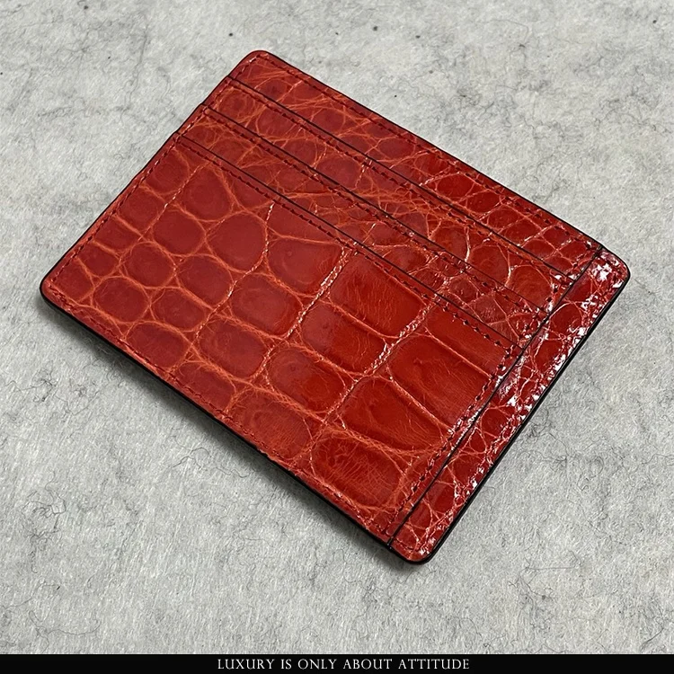 Luxury genuine crocodile leather skin credit card holder