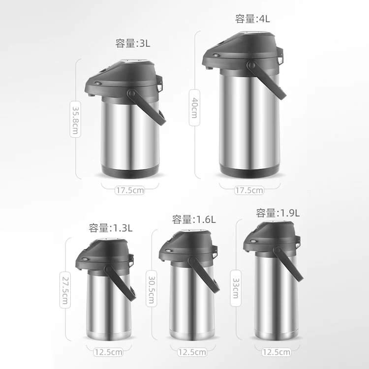 Airpot Coffee Dispenser with Pump Double Wall Vacuum Insulated Carafe Party Chocolate Drinks Thermal Beverage Dispenser 3L 4L