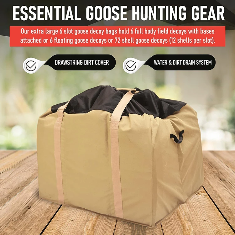 6 Slot Large Capacity Decoy Bag with Drawstring Dirt Cover for Duck or Goose Hunting