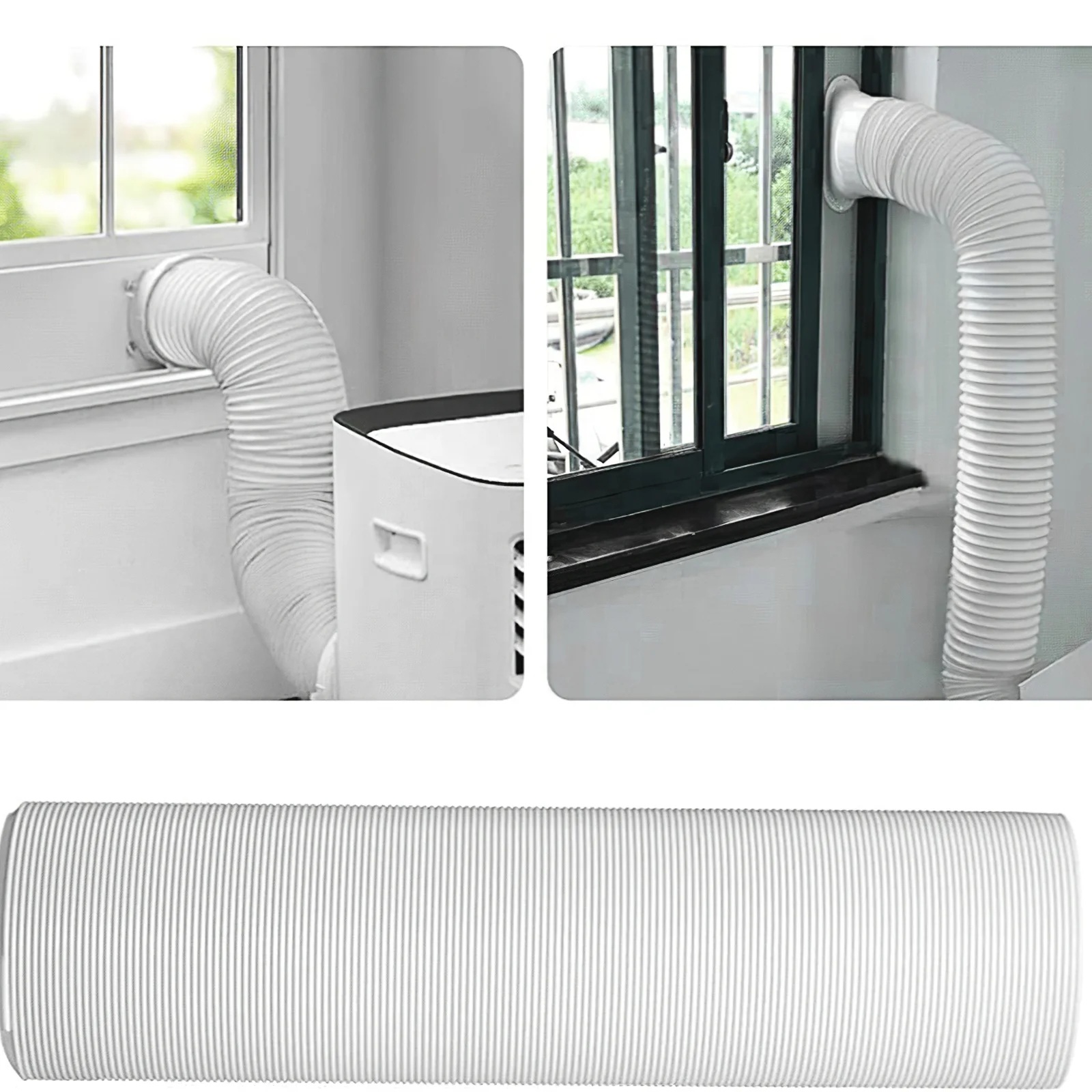 Portable Air Conditioner Exhaust Hose Counter Clockwise Thread Flexible Telescopic Vent Replacement Tube for Air Conditioner Hom