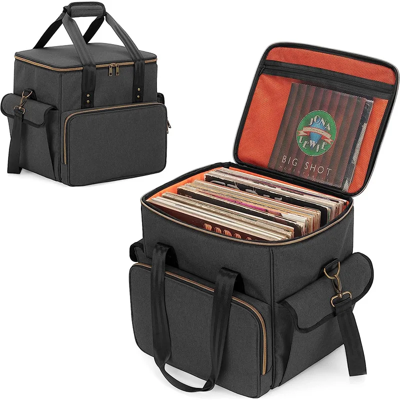 Album Storage With 2 Detachable Holds Up To 60 Records Cd/Dvd Player Bags & Cases With Bottom Padded Pad