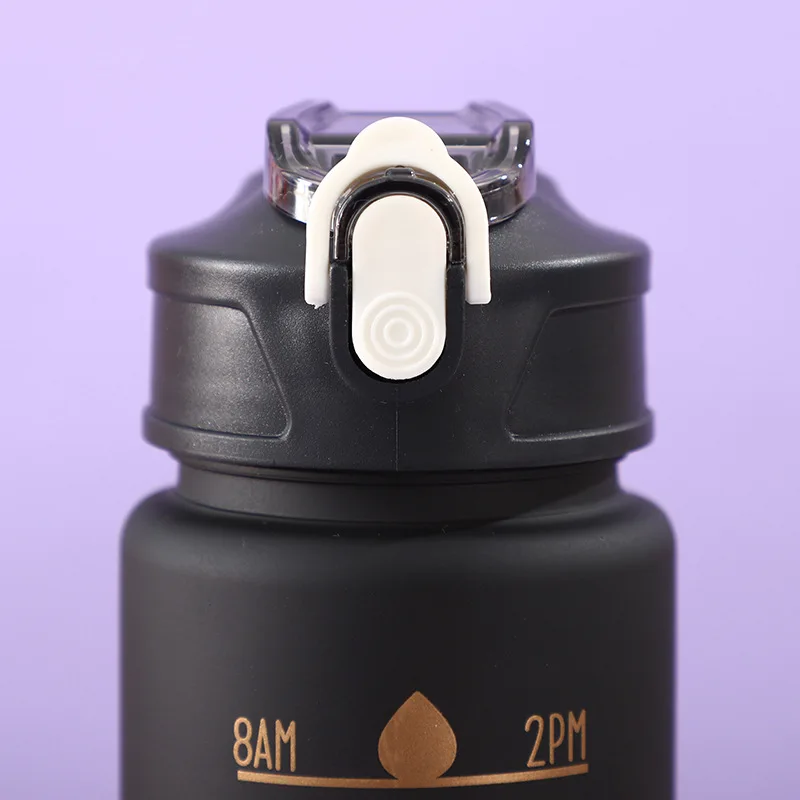 3Pcs/Set Black 2L Motivational Gym Drinking Cup Outdoor Large Capacity Frosted Plastic Sports Water Bottle With Time Marker