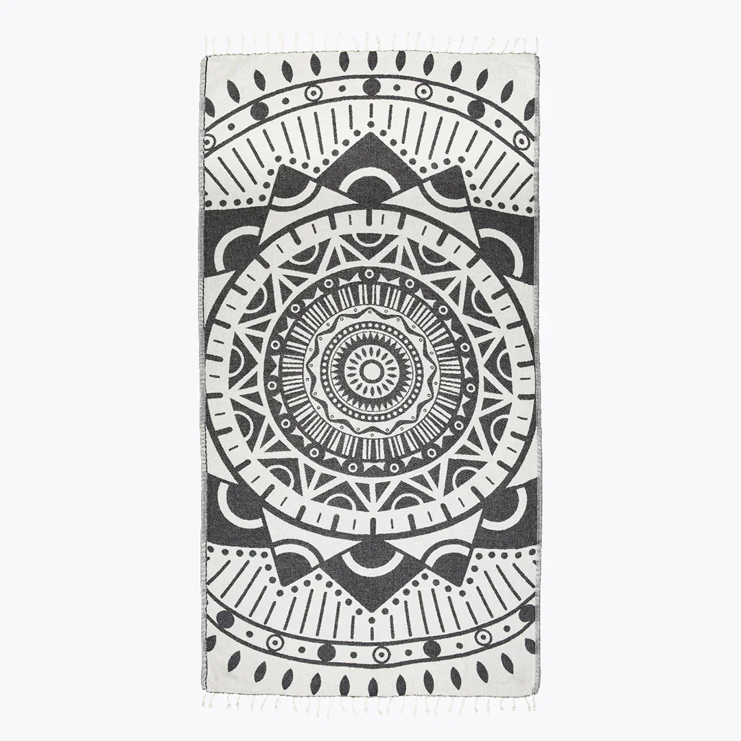 quick dry custom printed jacquard patterned turkish fouta hammam beach towel custom logo