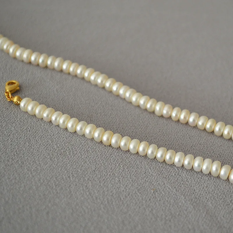 Колье на заказ натуральное пресноводное жемчужное ожерелье с латунной кованые форме плетённого кольца для женщин Colares para mujer