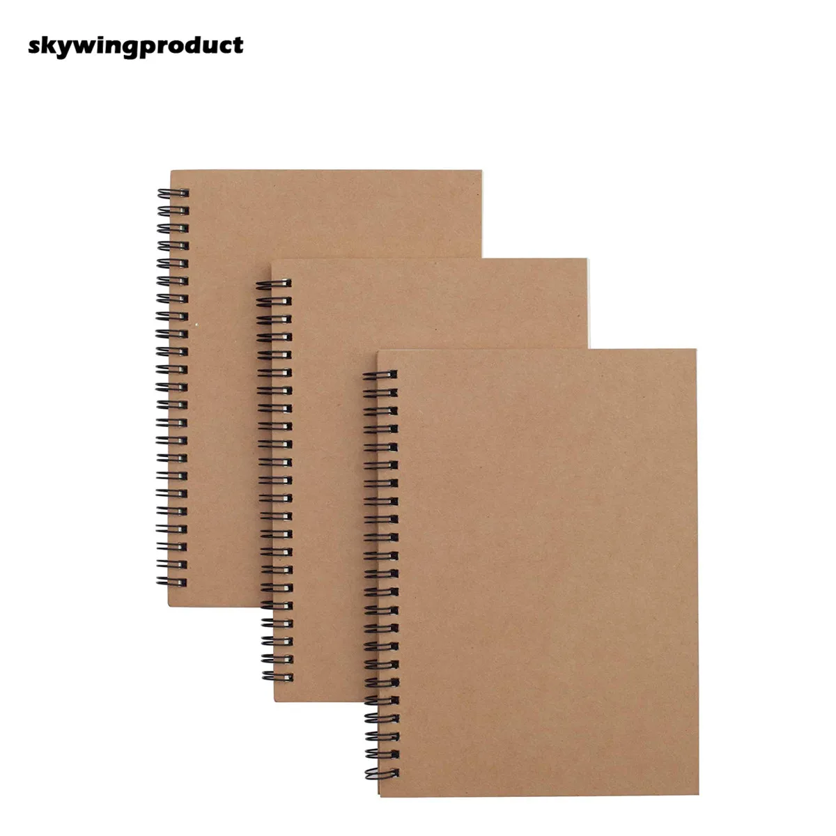 Skywing product 3 Packs 8.25 x 5.5 Inch Soft Cover Lined Paper Brown Spiral Notebooks with 100 Ruled Pages For Home