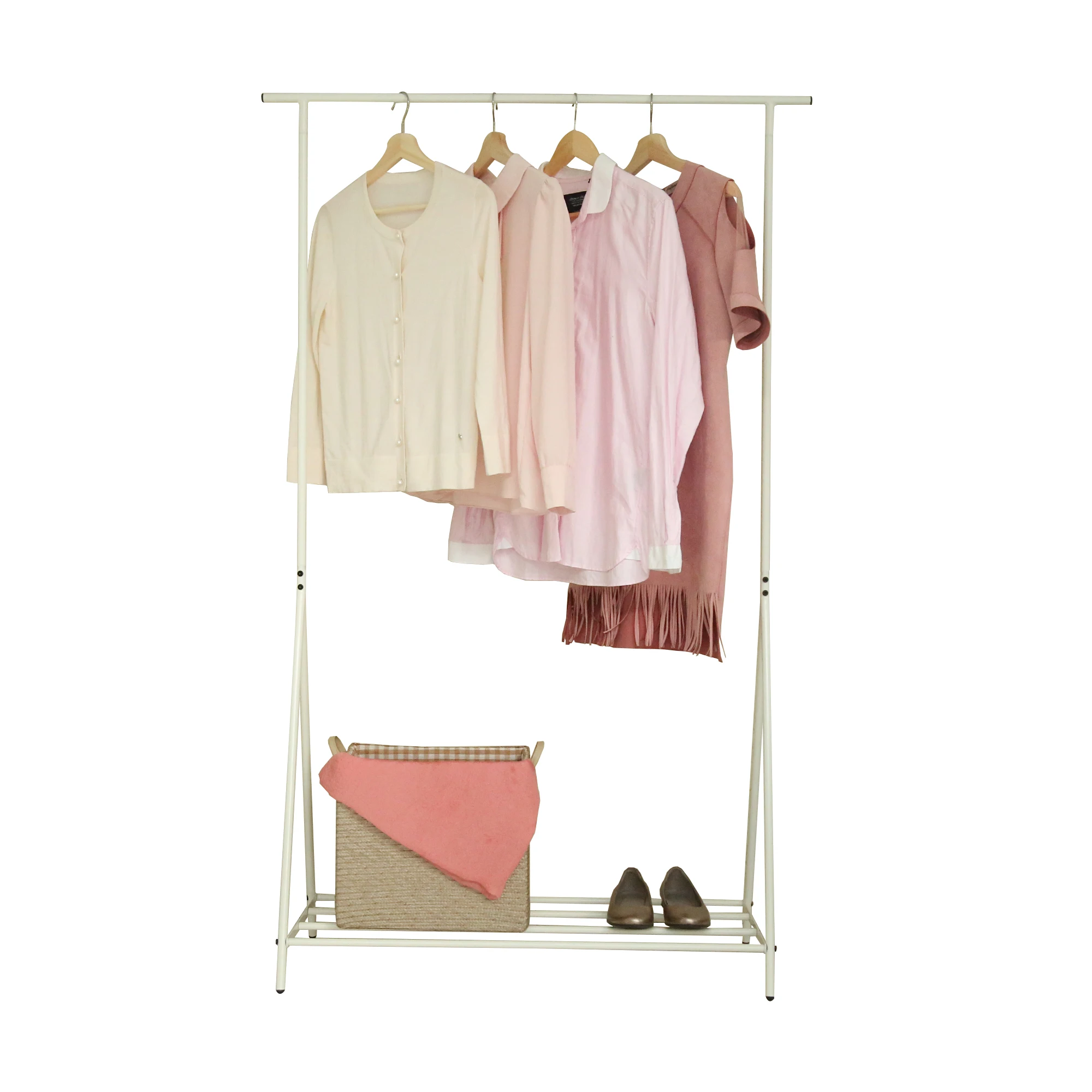 BOGER home simple metal wire sturdy and durable clothes rack with floor shelf coat hanger standing