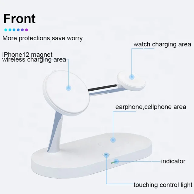2021 New 15W qi wireless charger sleep lamp 5 in 1 fast charging station for iphone12 iwatch