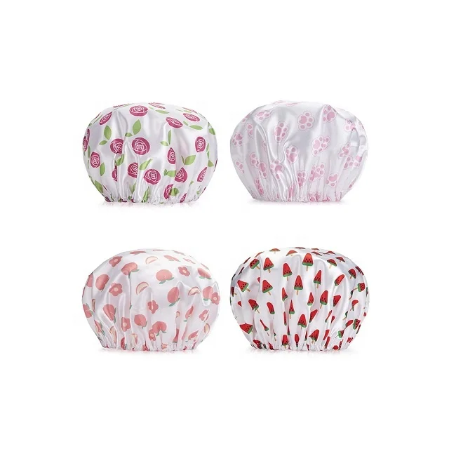 Double Layers big size Bath Caps Waterproof Shower Cap Bath Spa Salon Cap for Children Girls and Women