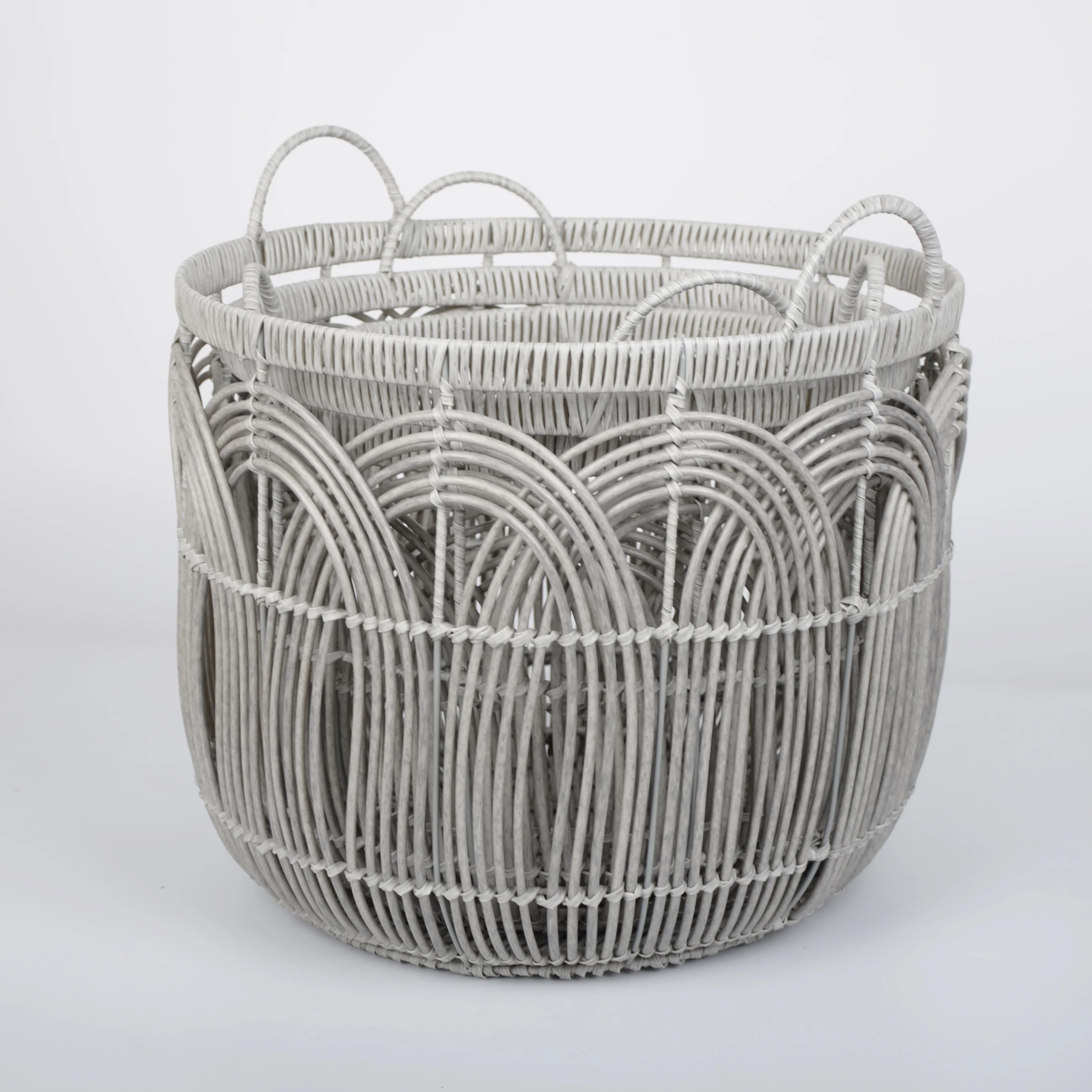 Chinese supplier Cheap bulk plastic wicker basket 3Set storage baskets rattan wicker willow laundry basket