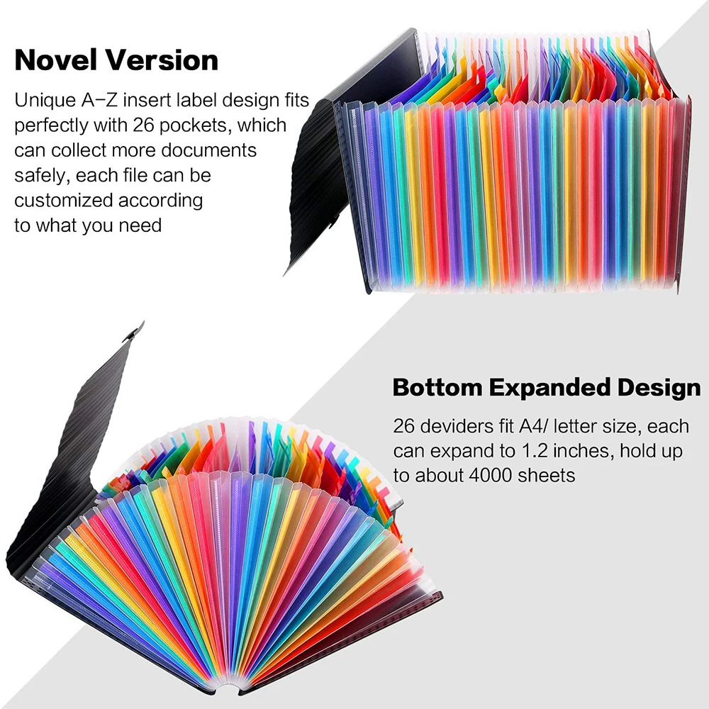 Hard cover A3 A4 12 13 24 36 48 pockets colorful pp leather manila paper cardboard expanding file folder expandable organizer