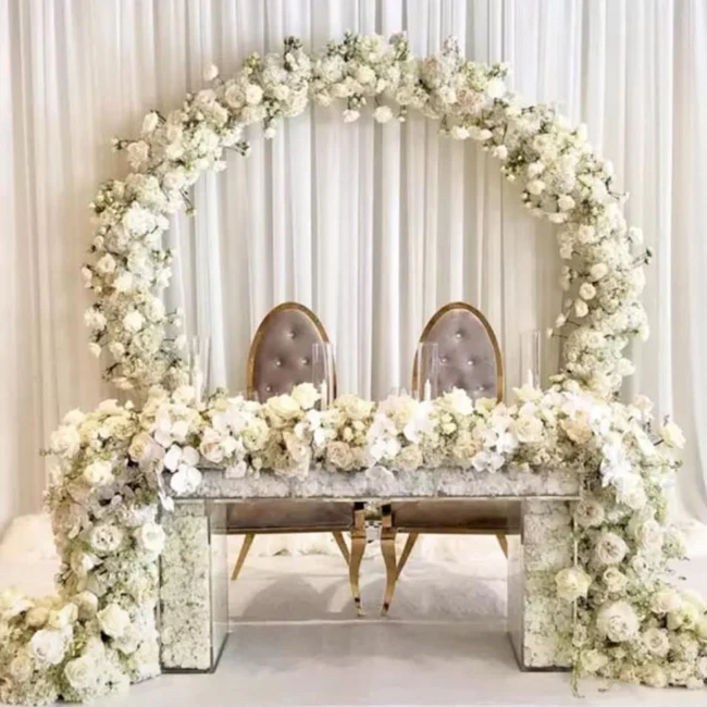 IFG circle wedding arch white roses flower arch for wedding ceremony backdrop