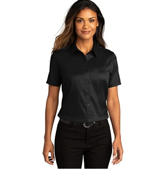 Fashion summer short sleeve women blouses factory directly wholesale solid color women shirts casual white shirts women