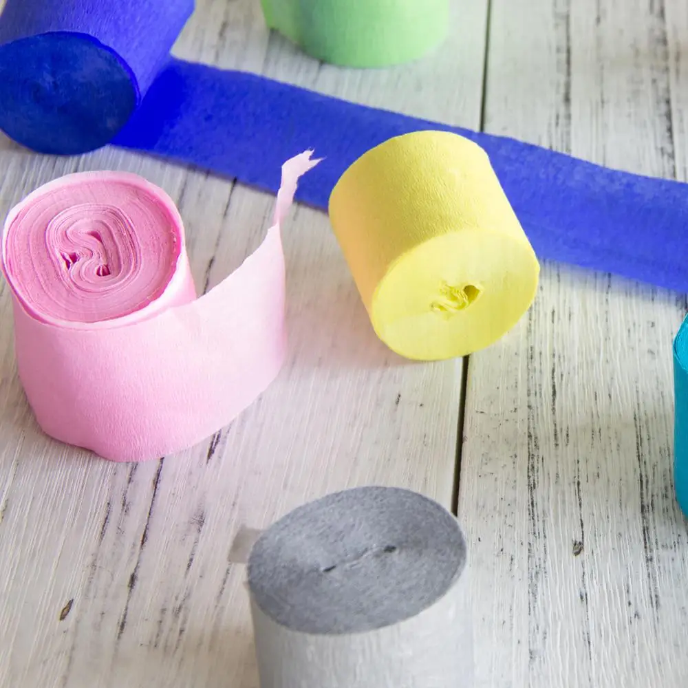 Бумажная оберточная бумага Aliexpress для подарочной упаковки, цветная крепированная бумажная лента для украшения фона на день рождения