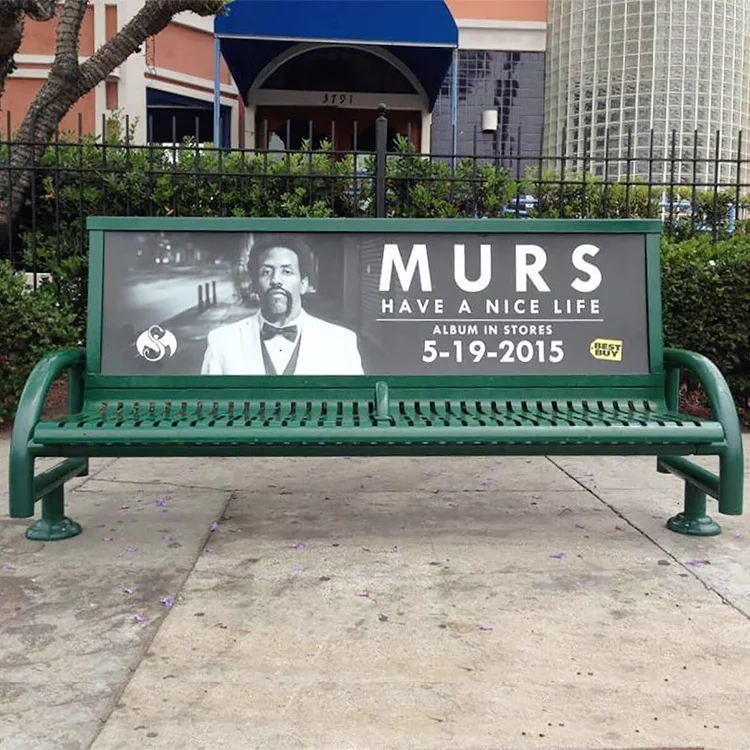 Advertising Benches for Sale Metal Steel Vintage Ad Park Bench Street Manufacturer Outdoor Furniture Modern Galvanized Steel