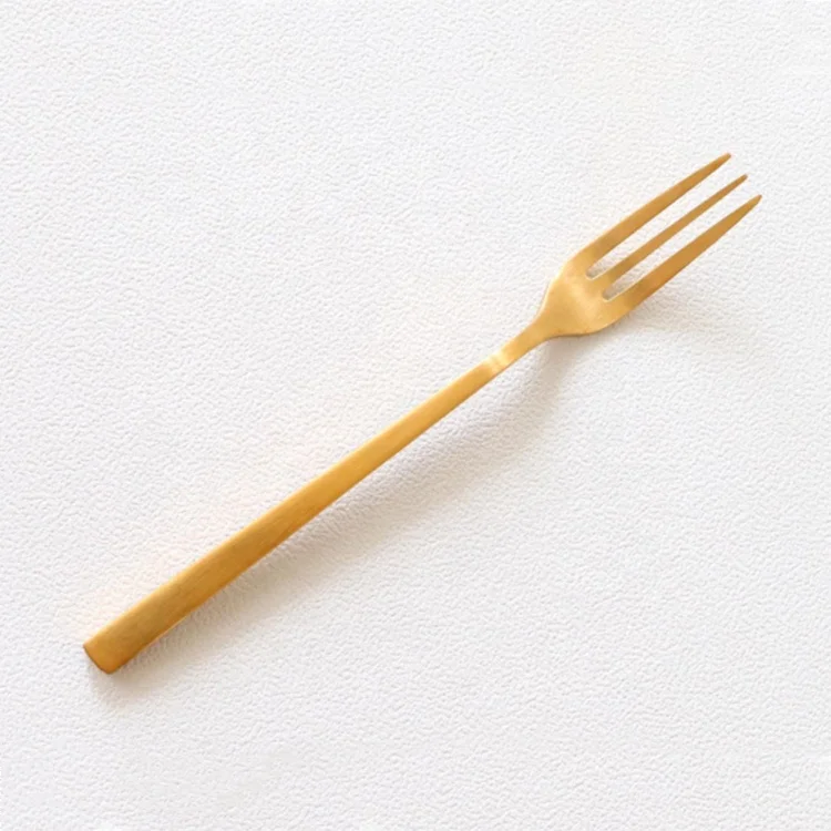 High Quality  Matte Gold SS Gold Plated Dinner Dessert Fork for Restaurant Kitchen Coffee Tea Cutlery
